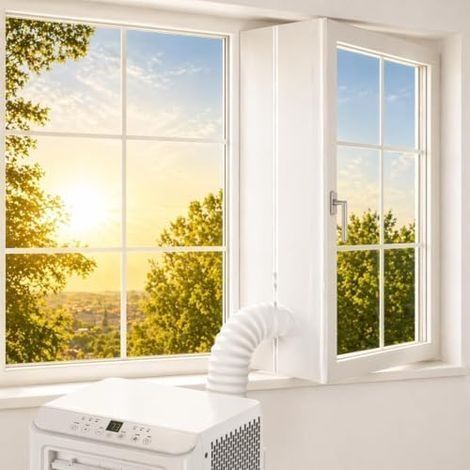 Joint de fenêtre pour climatiseur mobile 400cm – Étanchéité parfaite en polyester 210T – Installation facile sans perçage – Évacuation air chaud (1/4)