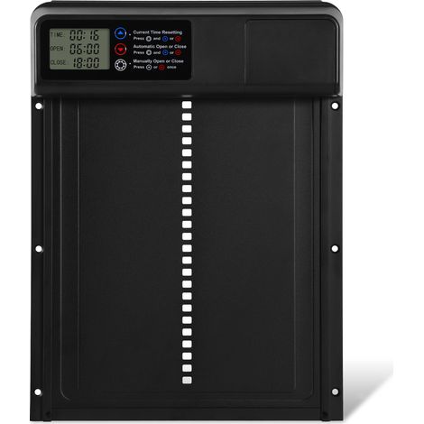 SWANEW Porta del pollaio automatico con timer e modalità manuale e display LCD, con protezione dalla ventilazione, impermeabile IPX4, 33x24,5 cm, nero (1/5)