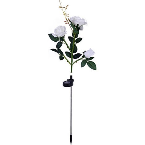Bougie solaire décorative en forme de fleur, lot de 1, lampe solaire d'extérieur pour jardin avec 3 roses (rouge)-AquaForge
