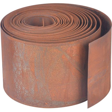 Relaxdays Bordo prato , 10 m x 14 cm, acciaio Corten effetto ruggine, rotolo, flessibile per aiuole (1/5)
