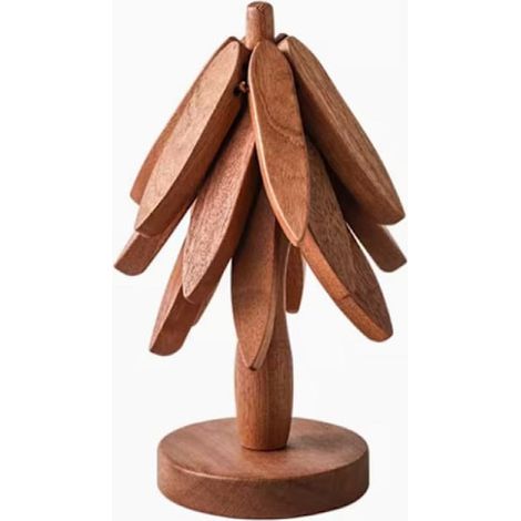 Dessous de plat en bois pour plats chauds, casseroles et théières, lot de 3. (1/2)