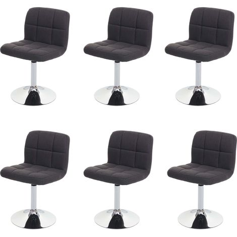 Lot de 6 chaises de salle à manger Kavala, chaise de cuisine, tissu/textile chrome pivotant  gris f (1/5)