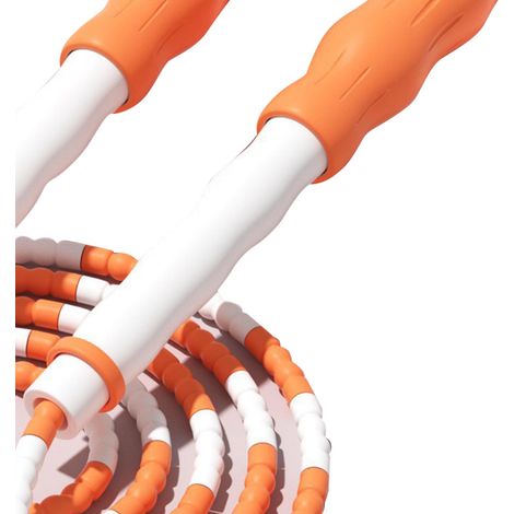 Corde à sauter segmentée, réglable et anti-nœuds, en plastique PP flexible et ornée de perles, pour enfants, orange (1/5)