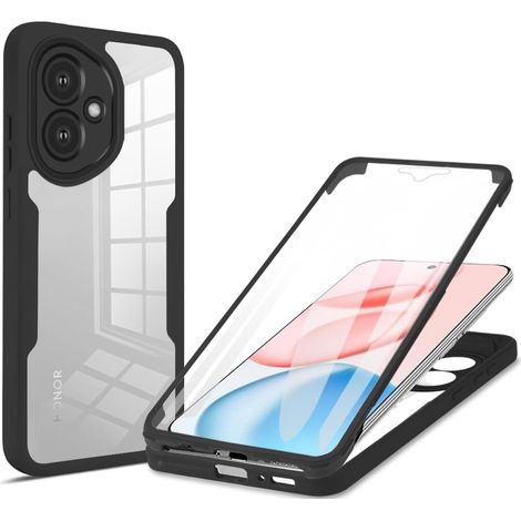 Coque pour Honor 400 5G, Protection D'écran Intégrée Housse Antichoc Militaire Double Face, Case Bumper Anti-Rayures en Silicone Transparent à 360°. Noir (1/5)
