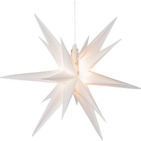 Pendente natalizio a forma di stella, colore bianco, con Led, decorazione natalizia -60 cm