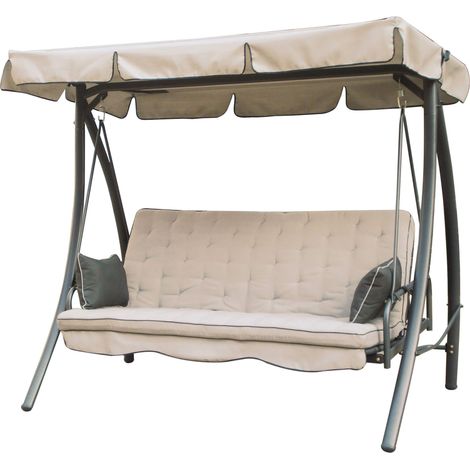 Dondolo da Giardino Reclinabile 3 Posti in Ferro Taddei Panama Beige (1/3)