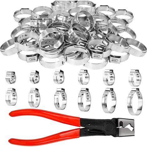 Collier de Serrage Inox 180 Pcs, Pince Multiprise, 5.8-33.1mm, 12 Tailles (1/5)