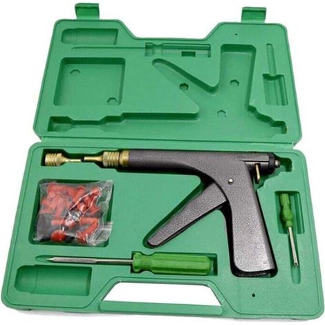 Kit de Réparation Pneu Voiture Moto Vélo Auto avec Bouchon d'Aspirateur pour Garage