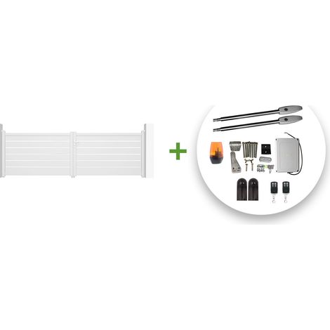 Pack puerta batiente automática 4m VOGEL 400 x 120 blanco + motor TANKER B250 (1/5)