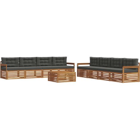 Conjunto de sofás de exterior 9 uds. Natural y Antracita vidaXL (1/5)