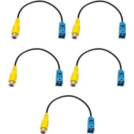 Adaptador de cable RCA para conexión de vídeo de cámara de marcha atrás Fakra (5 unidades) - Adaptador de cable de vídeo Fakra a RCA (1/5)