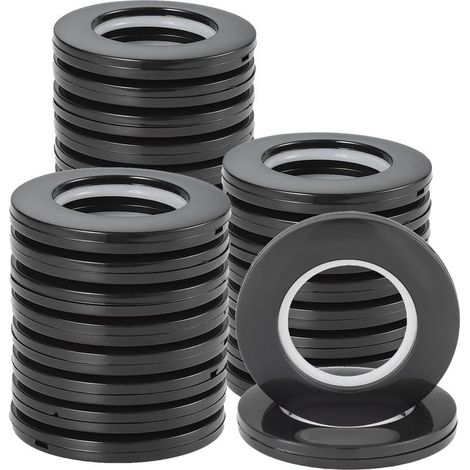 Lot de 32pcs Anneaux à œillets de Rideau Anneaux en Plastique Ronds Clips Anneaux de Bricolage Intérieur Diamètre 43mm pour Rideau de Fenêtre, Rideau de Porte de Vestiaire (Noir) (1/5)