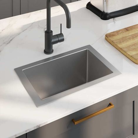 vidaXL Évier de cuisine fait à la main Acier inoxydable (1/5)