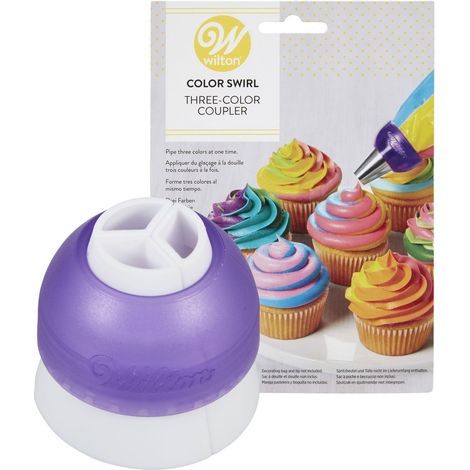 Wilton ColorSwirl Adattatori per Beccucci da Pasticceria Tre-Colori, Spruzzare 3 Colori Contemporaneamente, Adattatore 3-Colori-In-1, Accessori per Decorare Cupcake, Torte e Dolci (1/5)
