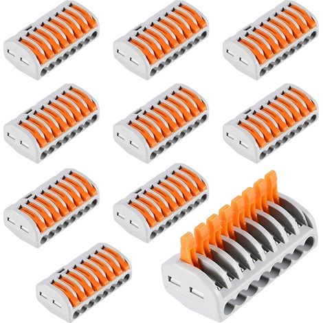Connecteur Électrique Rapide à 10 Pièces, Bornes Conductrices en Cuivre Épaissi, Connecteur à Câblage Parallèle à 8 Trous, Connecteur Électrique Domino Ignifuge PA/PC (1/5)