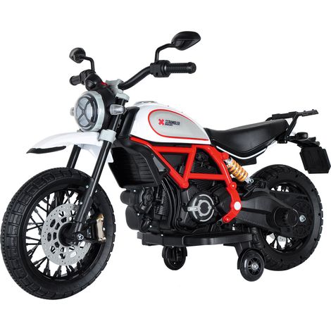 Moto Elettrica per Bambini Licenza Ufficiale Ducati Scrambler 12V 3,5Ah Bianco