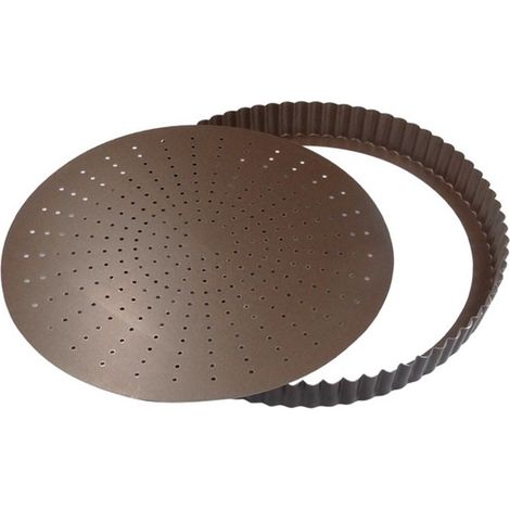 Tourtière a incavo con fondo rimovibile perforato da 24 cm - Acciaio antiaderente - Gobel