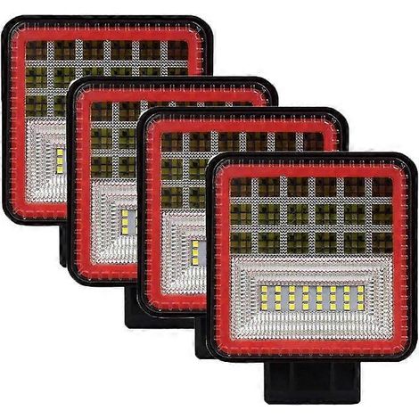 Barre lumineuse LED Nlpearl pour travail tout-terrain 4x4, compatible Jeep, camion, tracteur, bateau, SUV, quad, antibrouillard, 12 V/24 V, 4 pièces, 126 W, rouge (1/5)