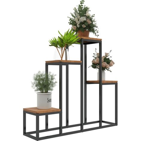 Étagère à fleurs. 4 niveaux. Intérieur et extérieur. Structure en métal. 80 x 20 x 74 cm (1/5)