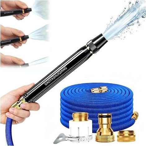 Buse Haute Pression pour Tuyau Arrosage avec Tuyau Extensible et Raccords,(2.5m Tuyau) Embout Tuyau Arrosage Haute Pression Réglable,Buse Haute Pression pour Auto,Garten et Nettoyage Extérieur (1/5)
