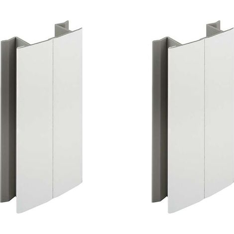 Juego de 2 conectores de zócalo de 120 mm en blanco brillante – Conector estético para patas de muebles – Perfil de PVC – Ancho: 20 mm (1/3)