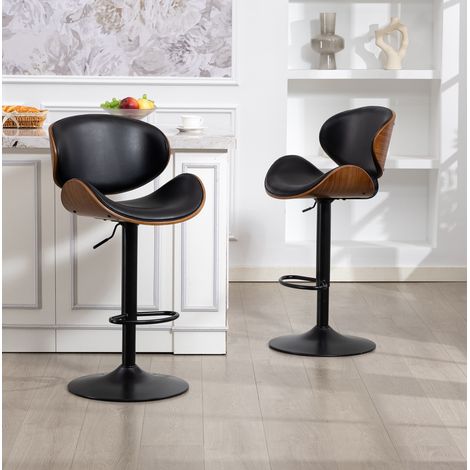 Sgabello bar girevole regolabile in PU nero OKMYHOME (1/5)