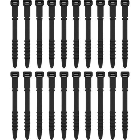 Attaches Câble Silicone Réutilisables Serre Cable, 11,3cm Organisateur Cable, Attache Cable Electrique Pour USB Cable Management, Range Cable Bureau, Gestion Câbles PC(11,3cm, 20Pièces, Noir) (1/5)