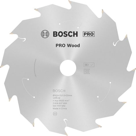 Lame de scie circulaire sans fil PRO Wood, 165 x 1,5 x 20 mm, T12