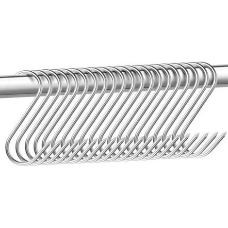Lot de 15 crochets de boucher en acier inoxydable - 15 cm - Crochets de boucher - Crochets en forme de S - Pour salle de bain, chambre à coucher, bureau, cuisine, magasin, travail de la viand (1/4)