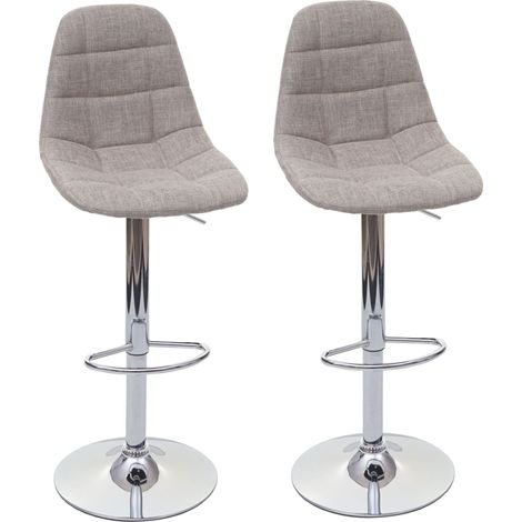 [NEUWERTIG] 2er-Set Barhocker HHG-356, Barstuhl Tresenhocker, MVG-zertifiziert creme-grau, Textil