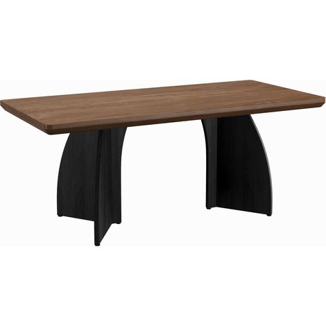 Mesa de comedor 160 x 80 cm de MDF color nogal, para 4-6 personas, diseño moderno (1/5)