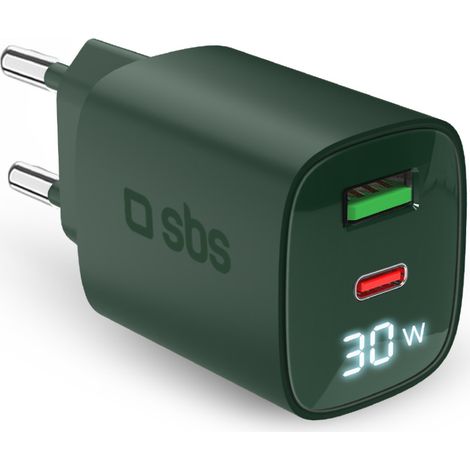SBS Caricatore Con LCD Per iPhone - Cellulari - Tablet Green (1/5)