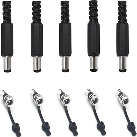 Connecteur - 5,5 mm x 2,1 mm - Pour Circuits Électroniques Basse Tension - 5 Pièces