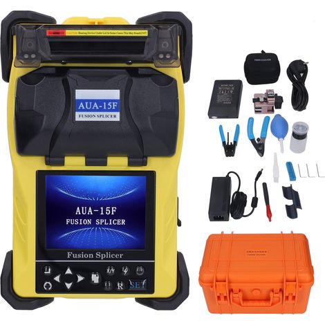 Soudeuse par fusion fibre optique avec écran LCD, machine à souder les câbles par fusion à chaud, 100-240V, prise UE, équipement de soudage précis pour câbles. (1/5)
