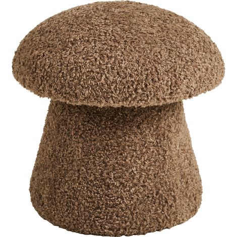 Enna - Pouf rotondo in pelliccia sintetica marrone ø45x45 cm