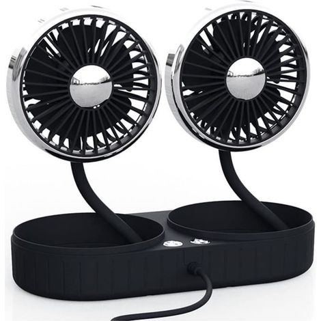 Ventilateur voiture double tête 2 vitesses Rotation 360 Réglable Refroidissement voiture (1/4)
