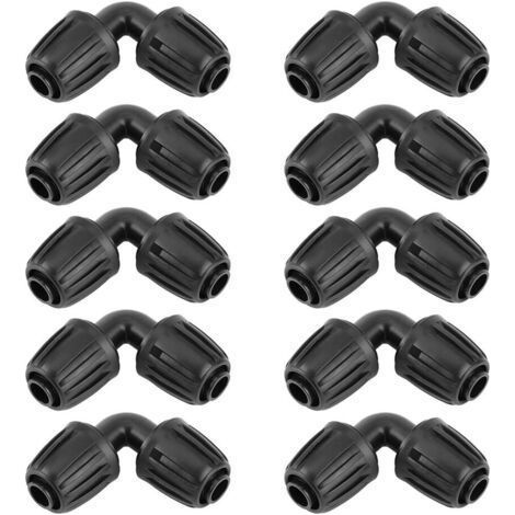 Lot de 10 adaptateurs coudés pour irrigation goutte à goutte, raccords coudés pour tuyaux d'arrosage de 16 mm, raccord coudé universel, accessoires pour l'irrigation agricole (1/4)