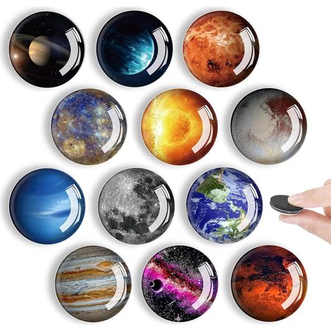 Aimants pour Réfrigérateur, 12 Pièces Aimants pour Tableau Blanc, Magnet de Réfrigérateur Planète Décoratif pour Réfrigérateur, Tableau Blanc, Panneau D'épingle, Enfants et Cadeau pour Aadultes (1/5)