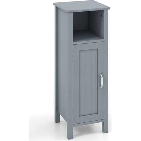 COSTWAY Bathroom Floor Cabinet Freestanding Narrow Storage Organizer-Grey (1/5)