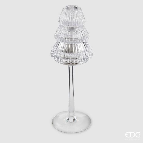 EDG Enzo De Gasperi Portacandela Pino di Natale H 25 Cm D 8 Cm Piede Calice Silver