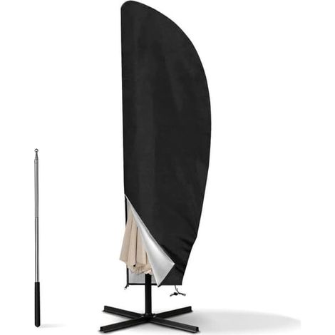 Housse pour parasol déporté de 2 à 4 mètres de diamètre, en tissu Oxford, avec sac de rangement, noir - 265 cm (50 x 70 x 40 cm)... (1/4)