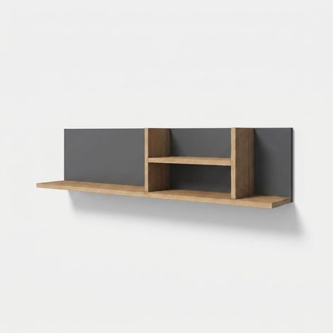 Moderne Wandregal aus Holz Zephyr - Grau - Walnuss (1/3)