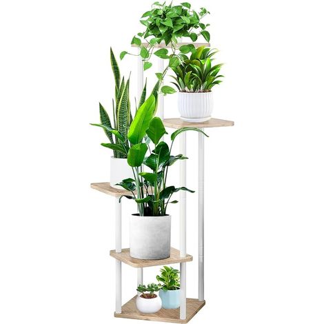 KAHEIGN portapiante da interno a 5 livelli, scaffale alto 106 cm per piante da esterno, espositore in legno per piante per soggiorno, terrazza, balcone, Boho, casa, giardino, piante, decorazioni per v (1/4)