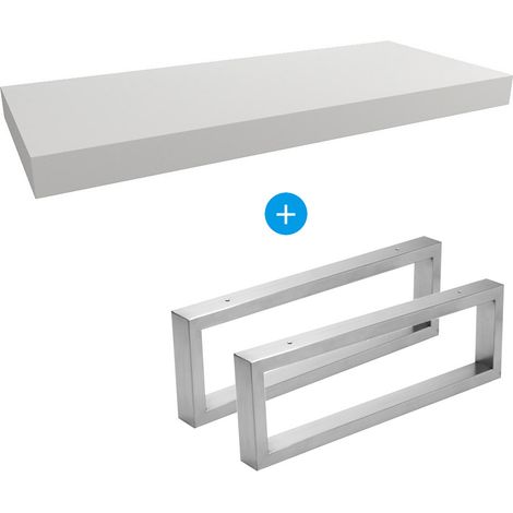 Egger Set Mueble natural 120x8x50 cm + 2 toalleros 45 cm, blanco mate (DO12050BM-FIX3)