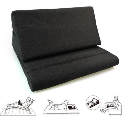 Coussin Support Tablette - 32 x 41 x 14 cm - Fibre Lin + Mousse - Pour Canapé Lit Voiture - 1 Pièce (1/4)
