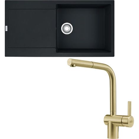 Pack évier XL Maris Fragranit 970 x 500 x 200 mm + mitigeur Atlas néo douchette or - Franke (1/5)