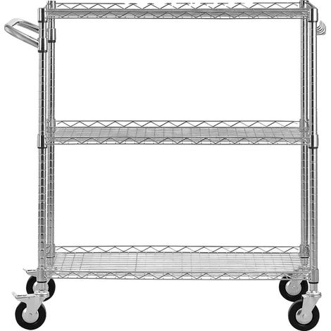 Carrello multiuso, in acciaio resistente, con ruote regolabili, colore rosso. (1/2)