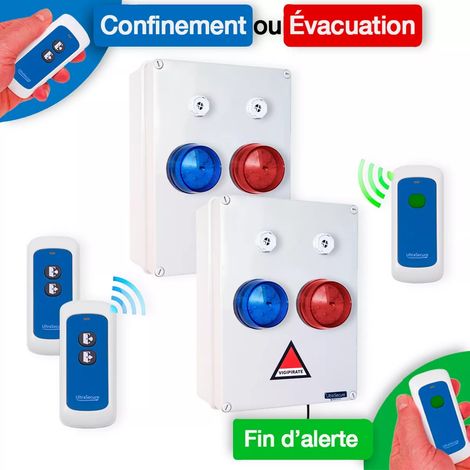 Kit PPMS '3 à 5 classes' double alerte 'confinement & évacuation' - Modulable radio sans-fil longue distance (1/5)