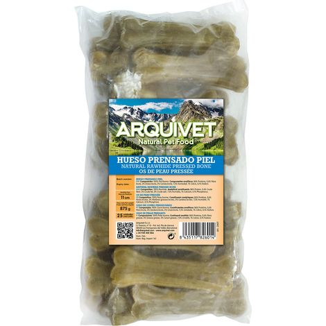 ARQUIVET - Osso pressato in pelle bovina 8 cm (confezione da 50 unità) - Osso per cani - Osso per rinforzare i denti del cane - Osso masticabile (1/5)
