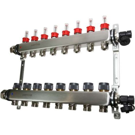 OVENTROP Verteiler Edelstahl 1'' für FBH 8 Kr.,m.Durchflusseinsätzen 0-5 l/min. 1405358